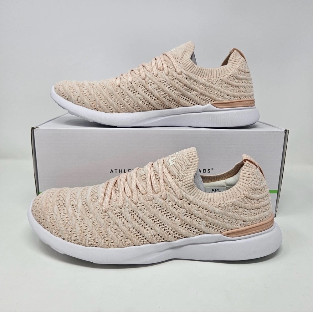 APL TechLoom Wave Knit Lace-Up Sneaker - Blush Pink/White